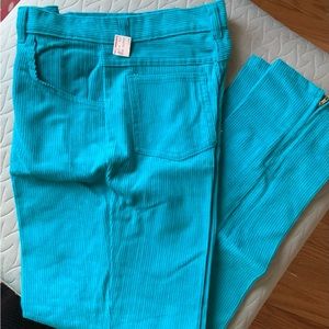 VINTAGE 90S CORDUROY ZIPPER ANKLE JEANS BRIGHT BLUE GIRLS 14